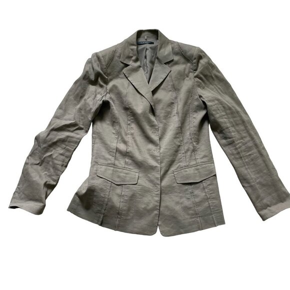 Elie Tahari Blazer Jacket Flap Pockets Notch Lapel Long Sleeves TanSize 10 - Picture 1 of 9